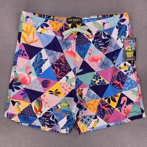 New Surf Society Swim Trunks Men's Large‎ Geometric Summer Art Beach Cruise Pool